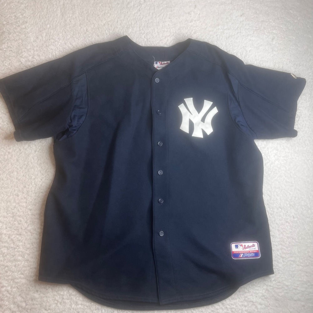 Vintage Majestic New York Yankees Jersey Mens 2XL Navy Blue USA made MLB